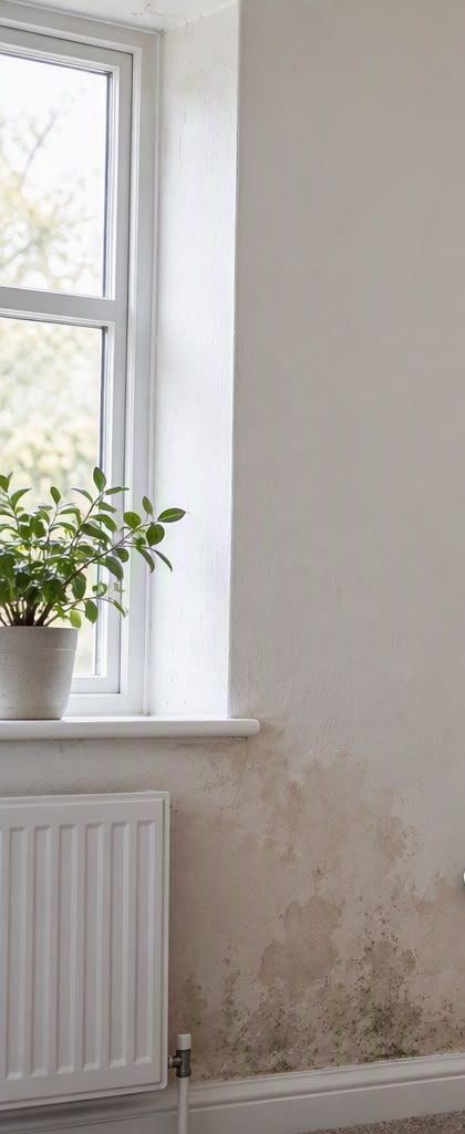 Damp and mould on a bedroom wall
